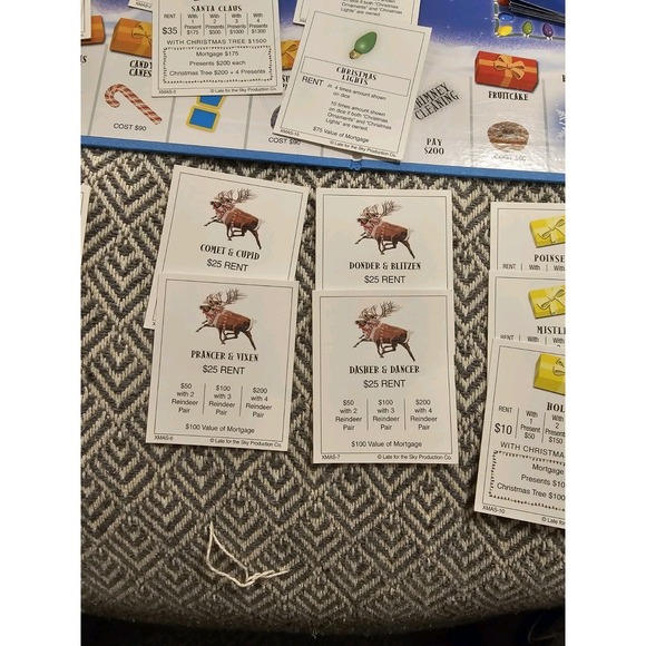 Chistmasopoly Monopoly Board Game- Late For The Sky- Incomplete, See Pictures - Picture 16 of 16
